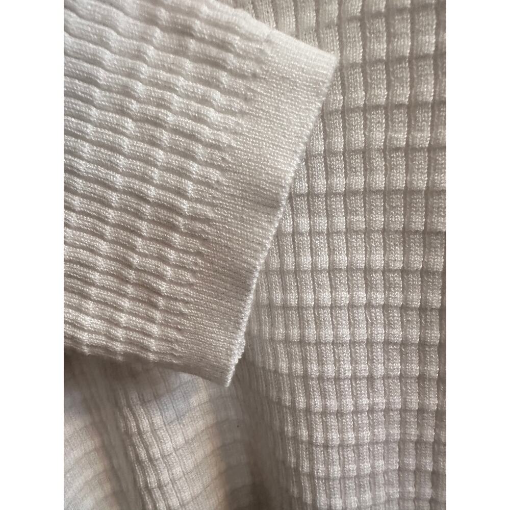Liz Claiborne White M Waffle Knit Short Sleeved Sweater Preppy Basic Minimalist - Picture 4 of 7